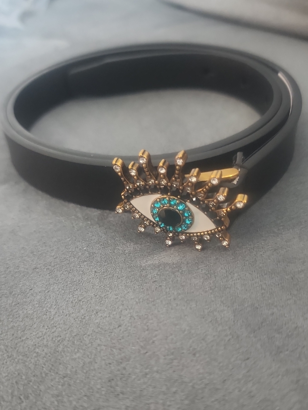 Kurt Geiger Gold-Tone Eye Buckle with Teal, Black and White Accents